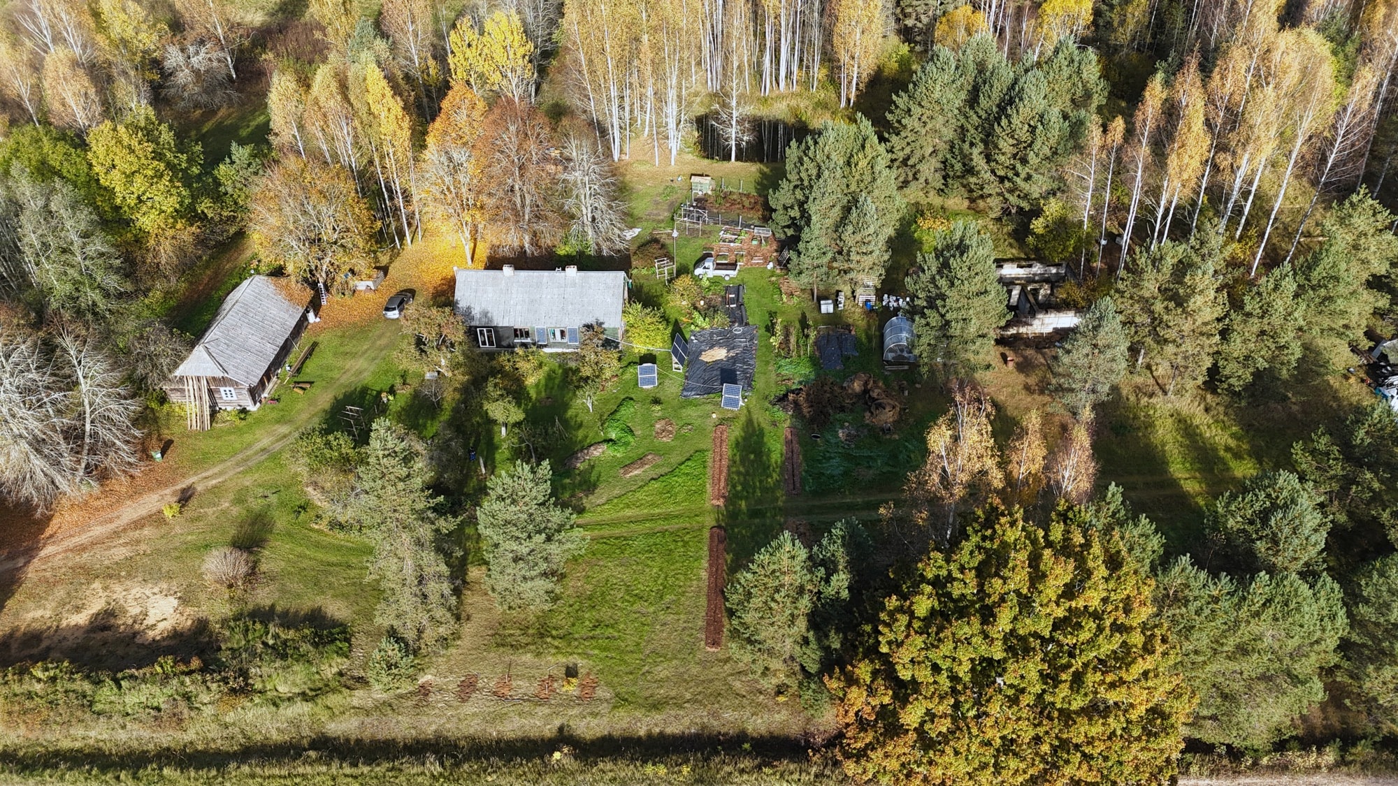 Homestead and garden from the air